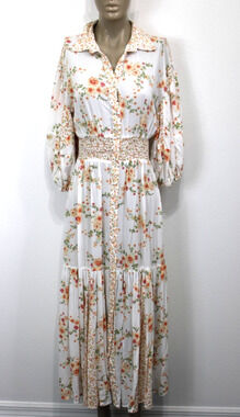 Lovestitch Floral Maxi Dress Size Small Puff 1/2 Sleeve Cottagecore Romantic